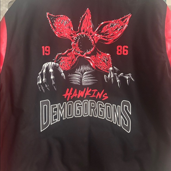 Stranger Things Hawkins Demogorgons Red Black Varsity Jacket BlackMilk Unisex S - Picture 3 of 12